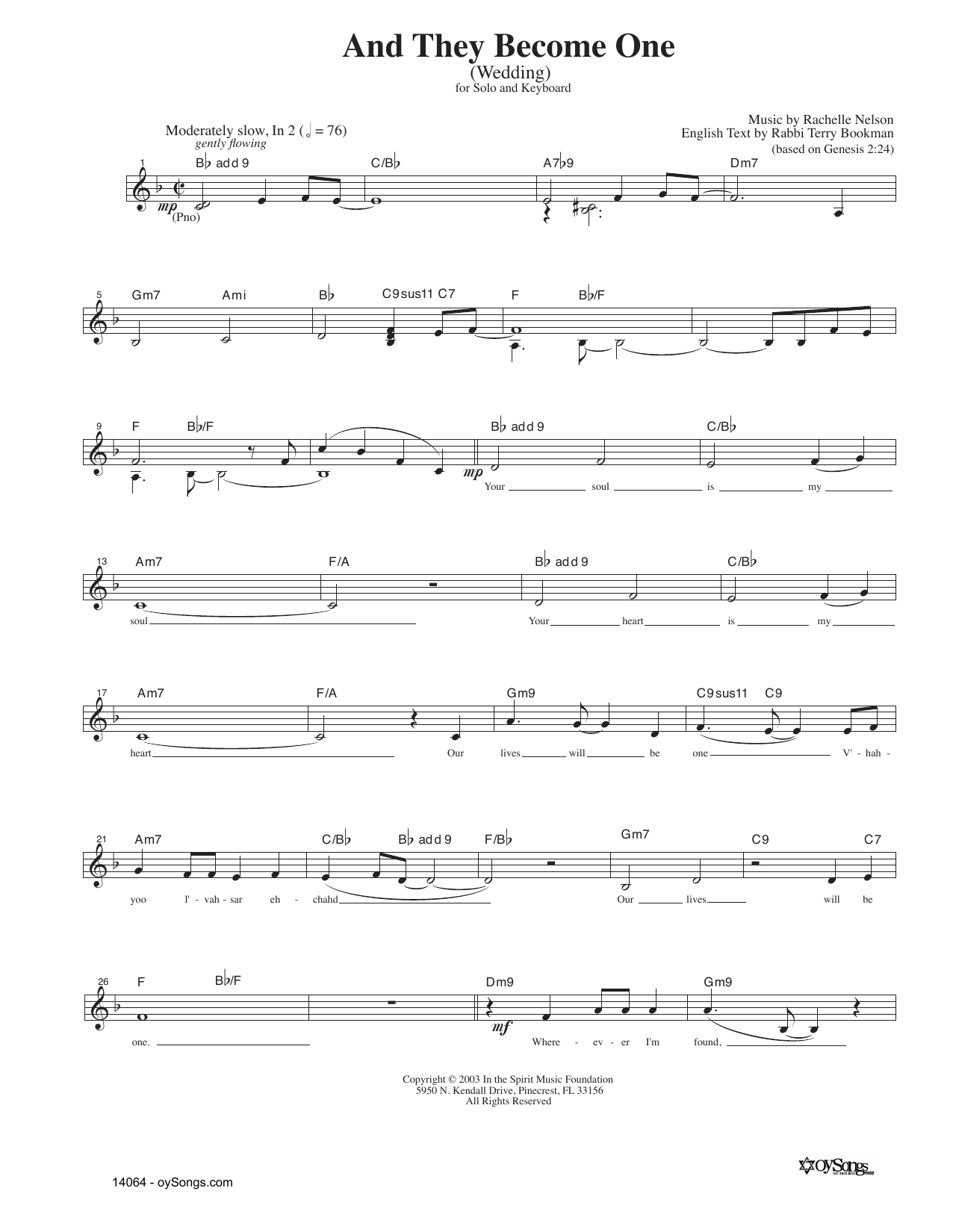 Produktgalerie: Seite 1 von 1 And They Become One, Rachelle Nelson, Melodieinstrument