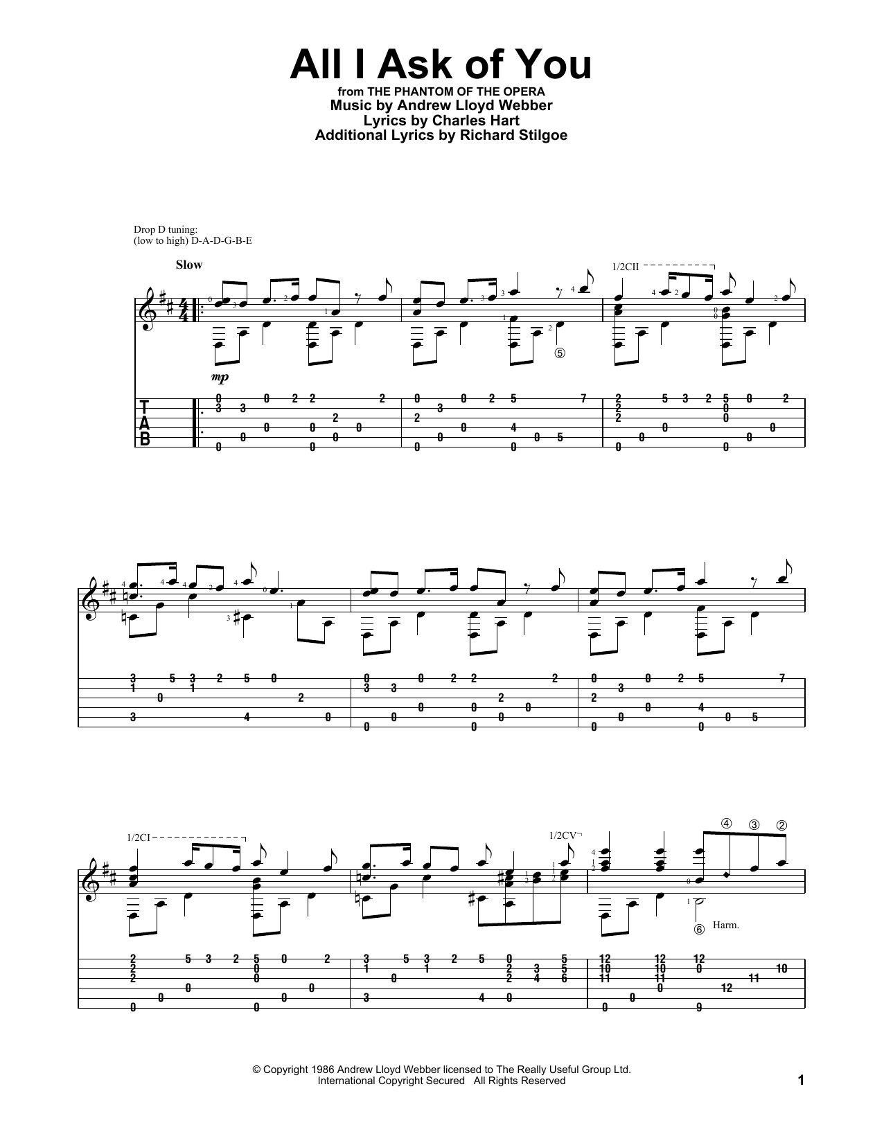 Produktgalerie: Seite 1 von 1 All I Ask Of You (from The Phantom Of The Opera), Andrew Lloyd Webber, Gitarre