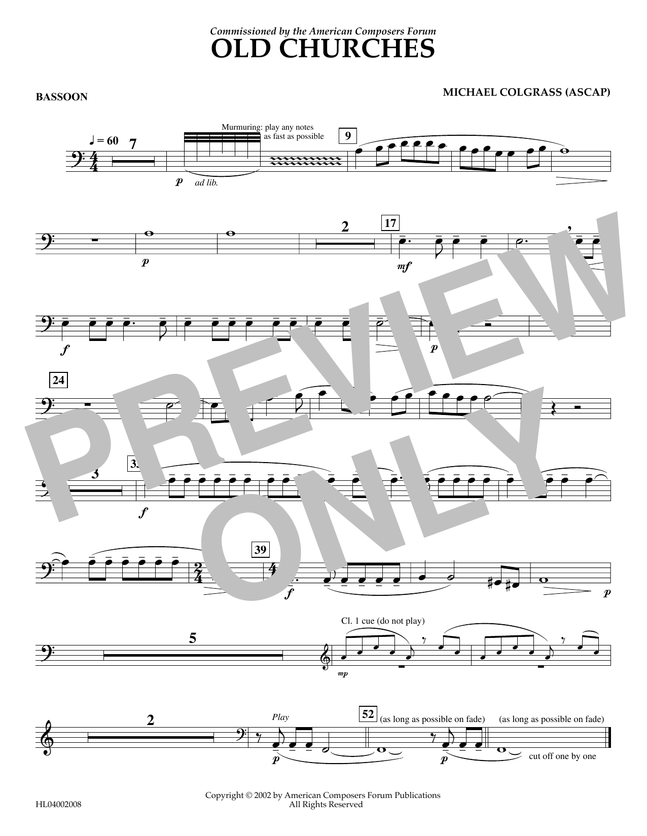 Produktbild zu: Old Churches - Bassoon