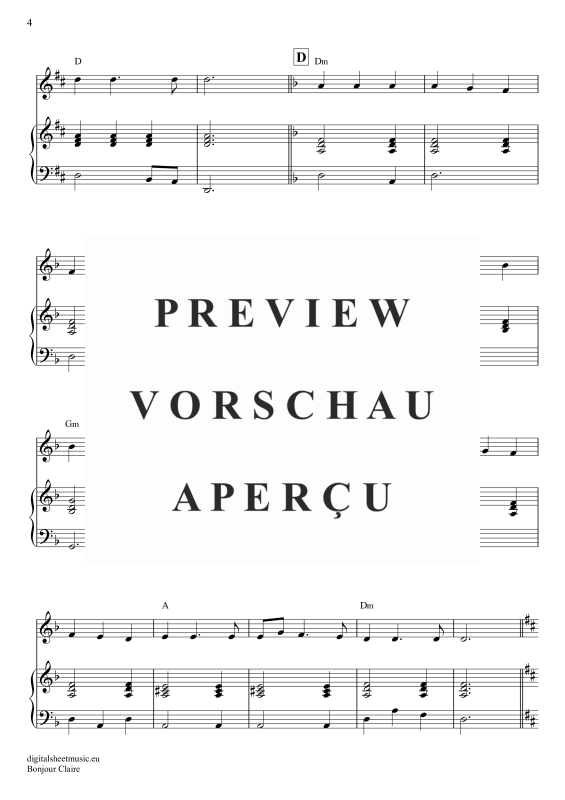 Produktgalerie: Seite 5 von 7 Bonjour Claire, Traditional, Gesang mit Klavierbegleitung