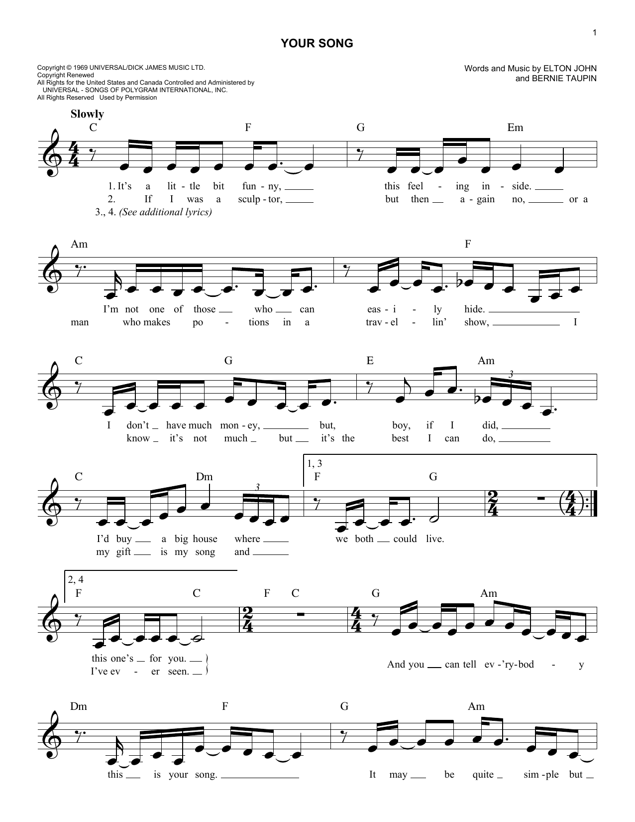 Produktbild zu: Your Song