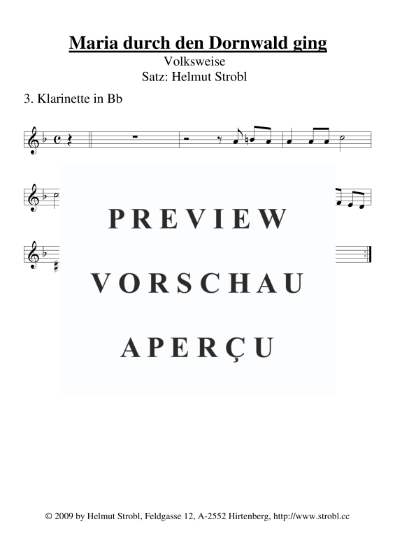 gallery: Maria durch den Dornwald ging, , Klarinettenquartett