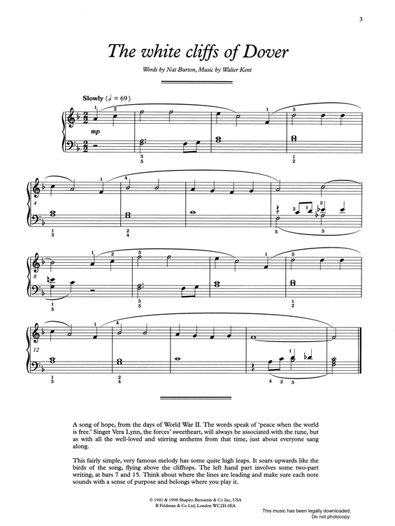 Produktgalerie: Seite 1 von 1 The White Cliffs Of Dover, Walter Kent, Klavier