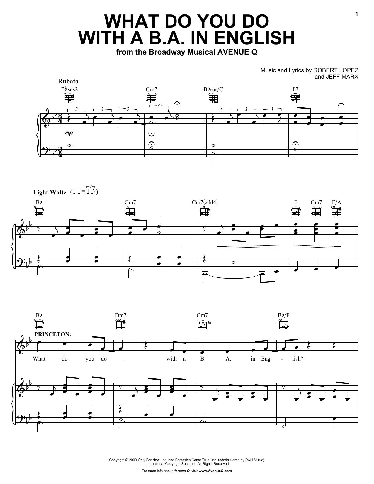 Produktbild zu: What Do You Do With A B.A. In English (from Avenue Q)