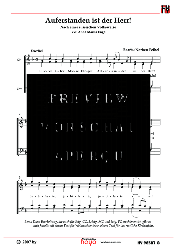 gallery: Auferstanden ist der Herr, , (Gemischter Chor)