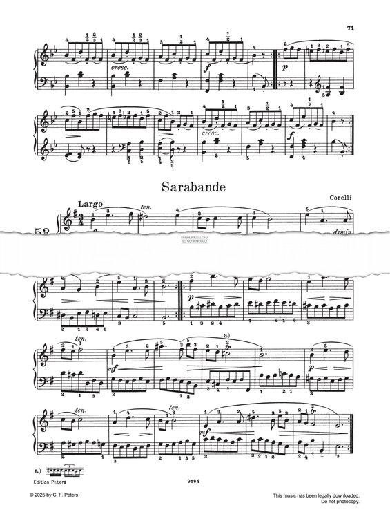 Produktgalerie: Seite 1 von 1 Sarabande E-minor, Arcangelo Corelli, Klavier