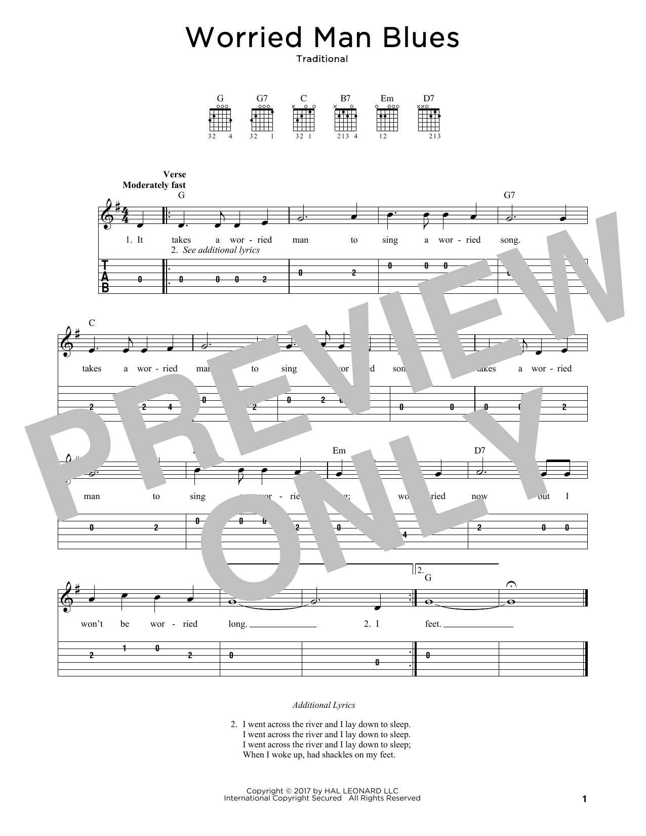 Product gallery: Page 1 of 1 Worried Man Blues, Traditional