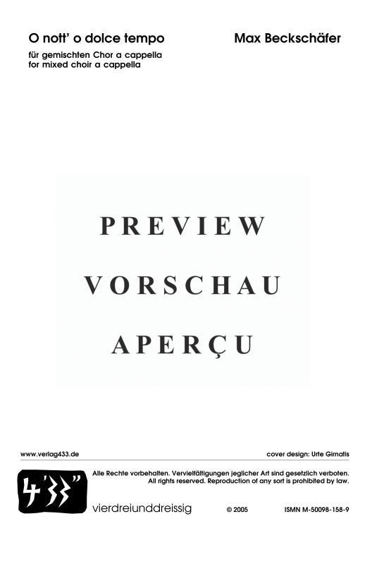 gallery: O nott´ o dolce tempo, , Gemischter Chor SSATB