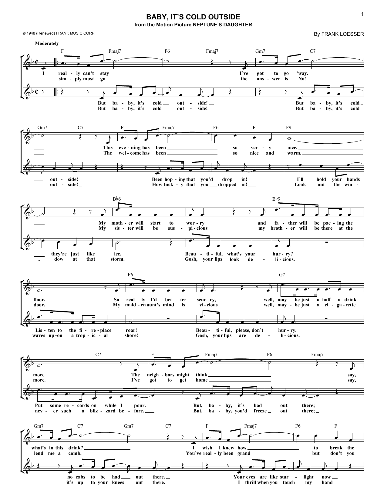 Product gallery: Page 1 of 1 Baby, It's Cold Outside, Frank Loesser