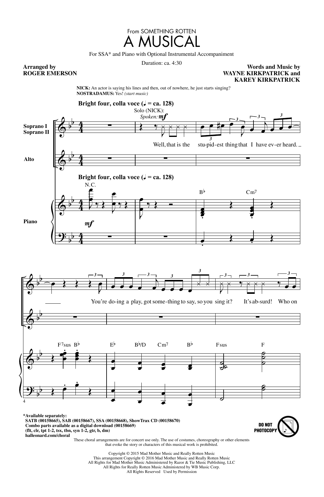 Produktgalerie: Seite 1 von 1 A Musical (from Something Rotten), Roger Emerson, Chor