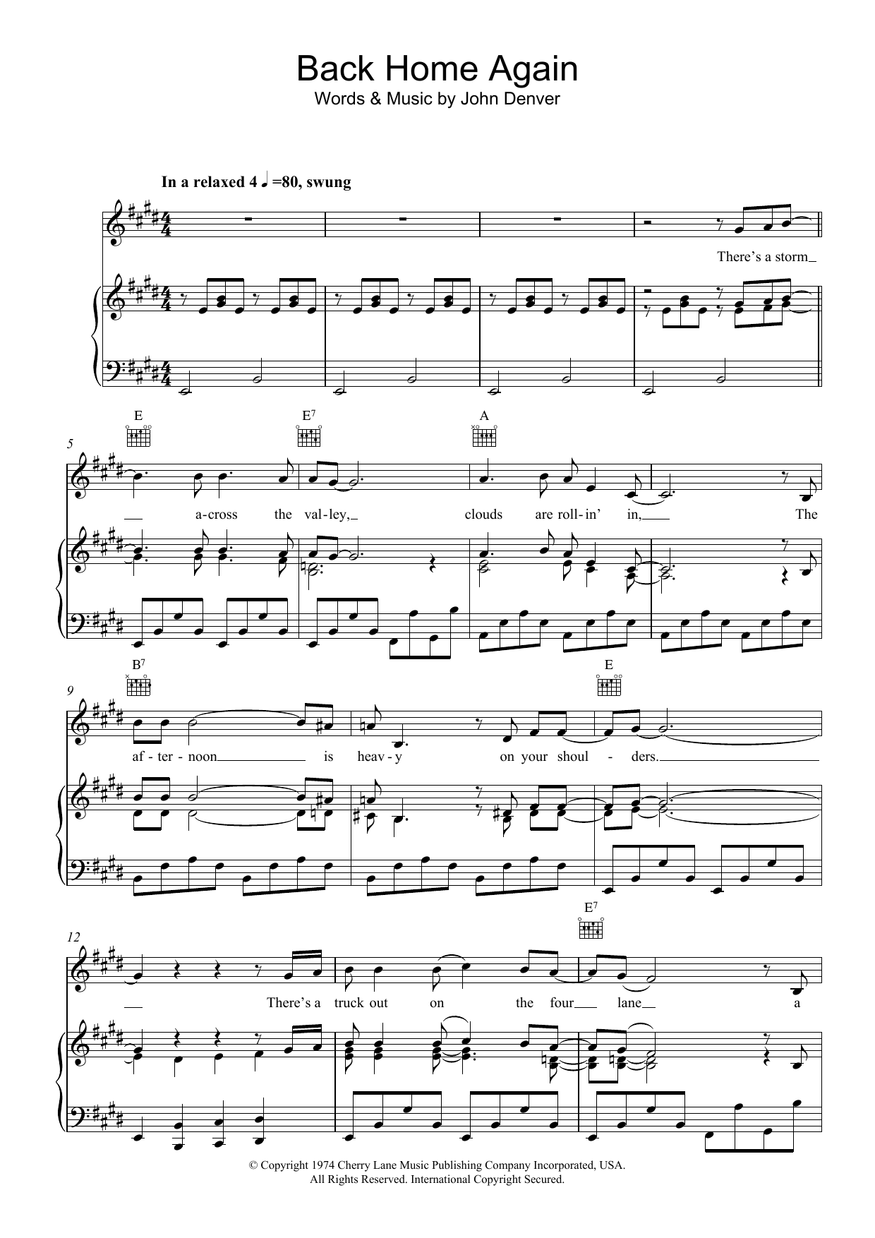 Produktgalerie: Seite 1 von 1 Back Home Again, John Denver, Gesang, Gitarre, Klavier