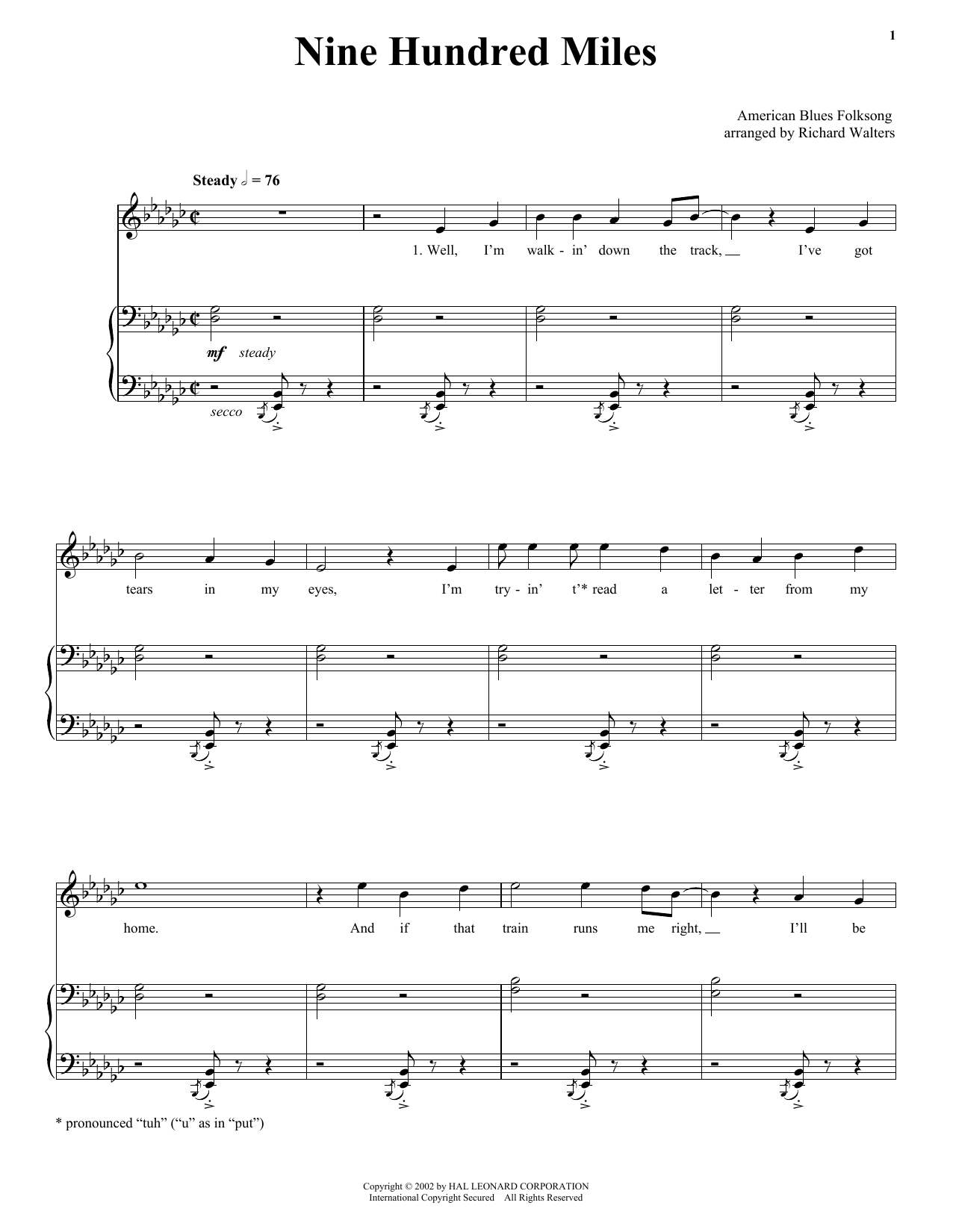 Produktgalerie: Seite 1 von 1 Nine Hundred Miles, Traditional, Gesang, Gitarre, Klavier