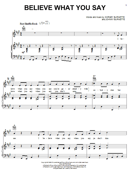 Produktgalerie: Seite 1 von 1 Believe What You Say, Ricky Nelson, Gesang, Gitarre, Klavier