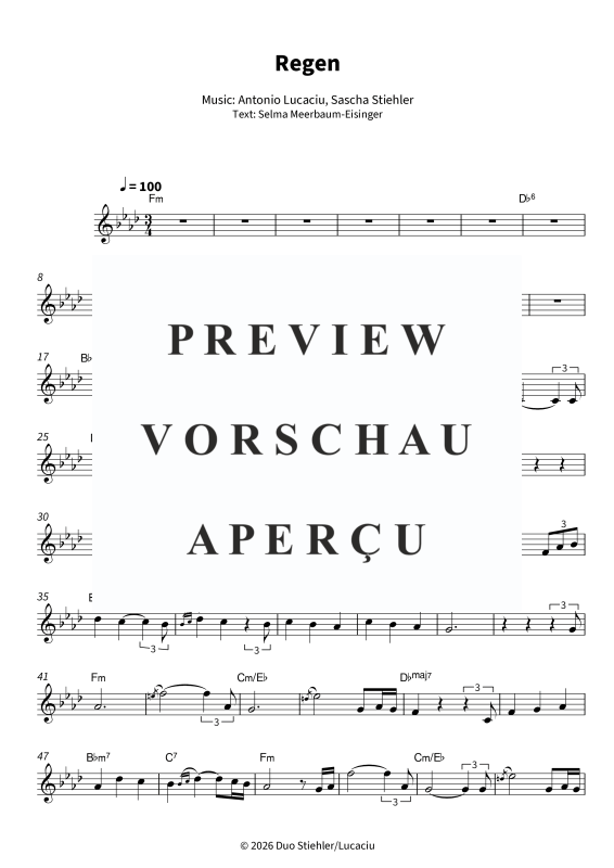 Produktgalerie: Seite 5 von 6 Regen, Stiehler/Lucaciu, Duo, Violine Solo - Leadsheet