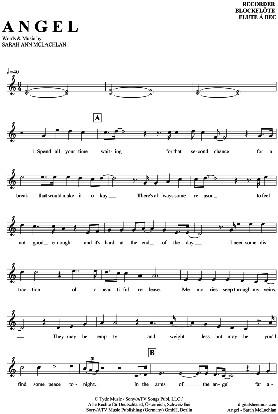 Product gallery: Page 1 of 4 Angel , McLachlan, Sarah, (recorder)