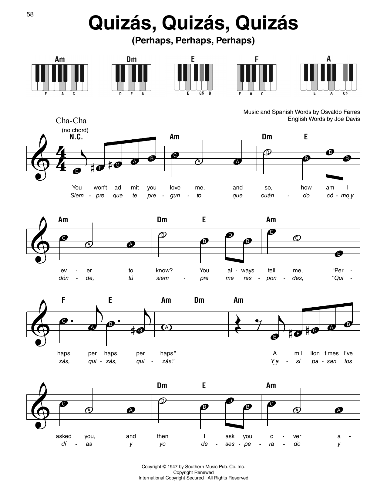 Produktgalerie: Seite 1 von 1 Quizás, Quizás, Quizás (Perhaps, Perhaps, Perhaps), Osvaldo Farrés, Klavier