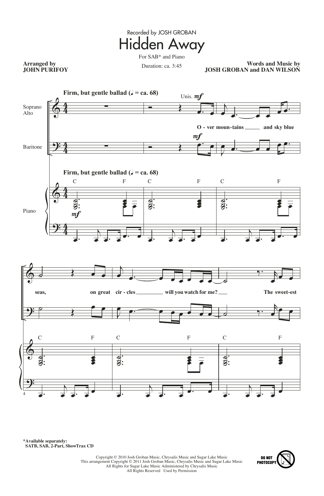 Product picture to: Hidden Away (arr. John Purifoy)