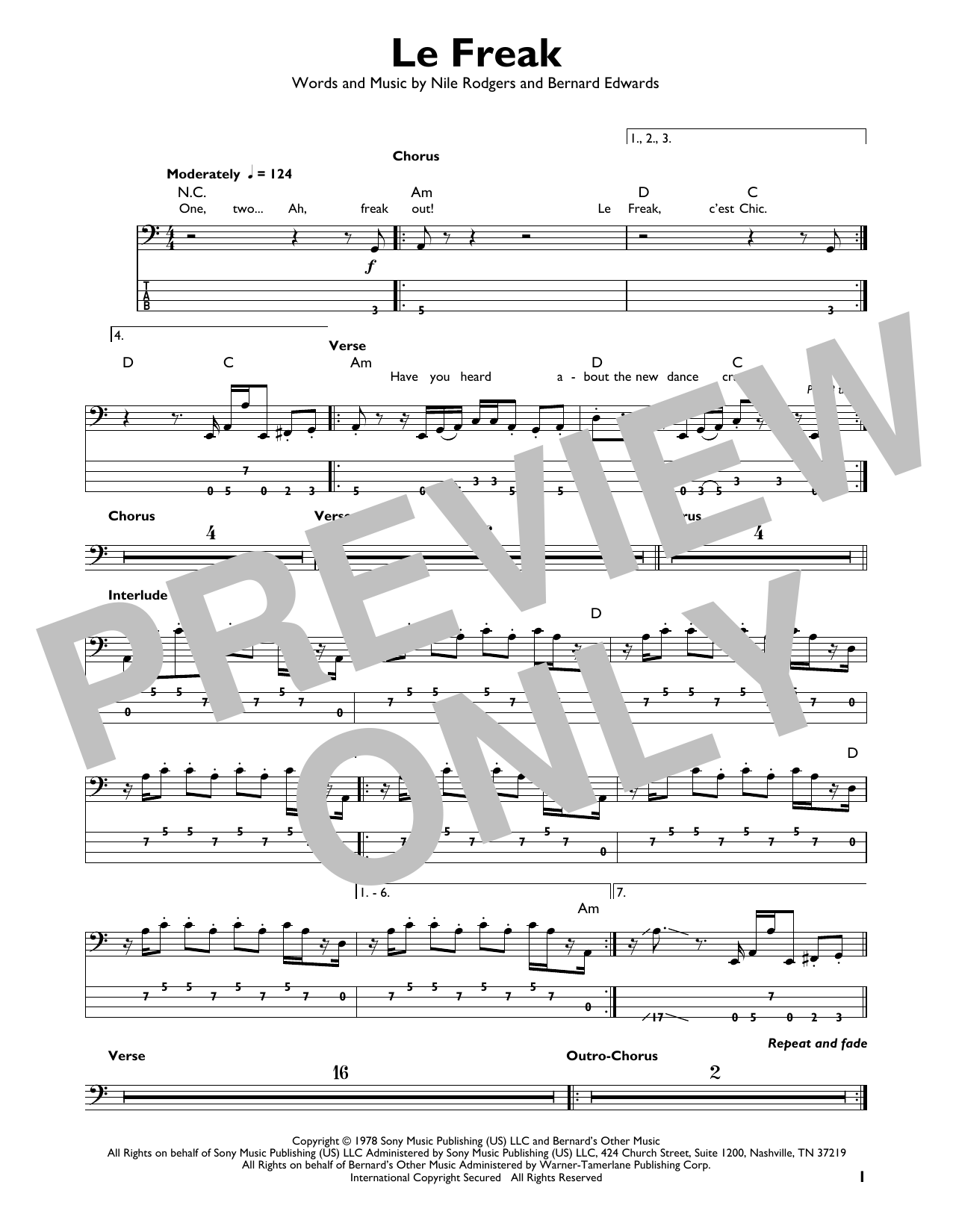 Produktgalerie: Seite 1 von 1 Le Freak, Chic, E-Bass, Gitarre