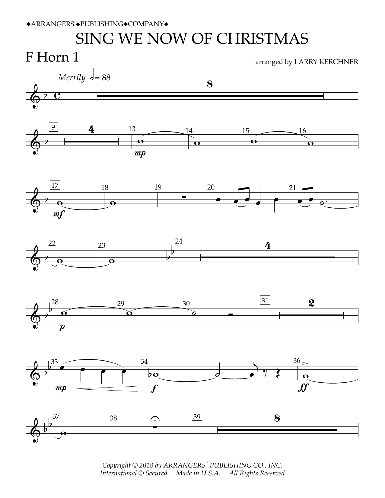 Product picture to: Sing We Now of Christmas (arr. Larry Kerchner) - F Horn 1