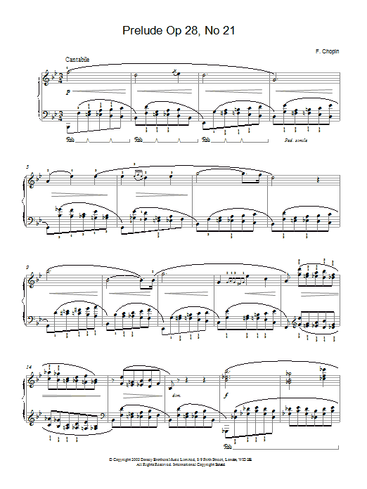 Product gallery: Page 1 of 1 Prelude Op. 28, No. 21, Frederic Chopin