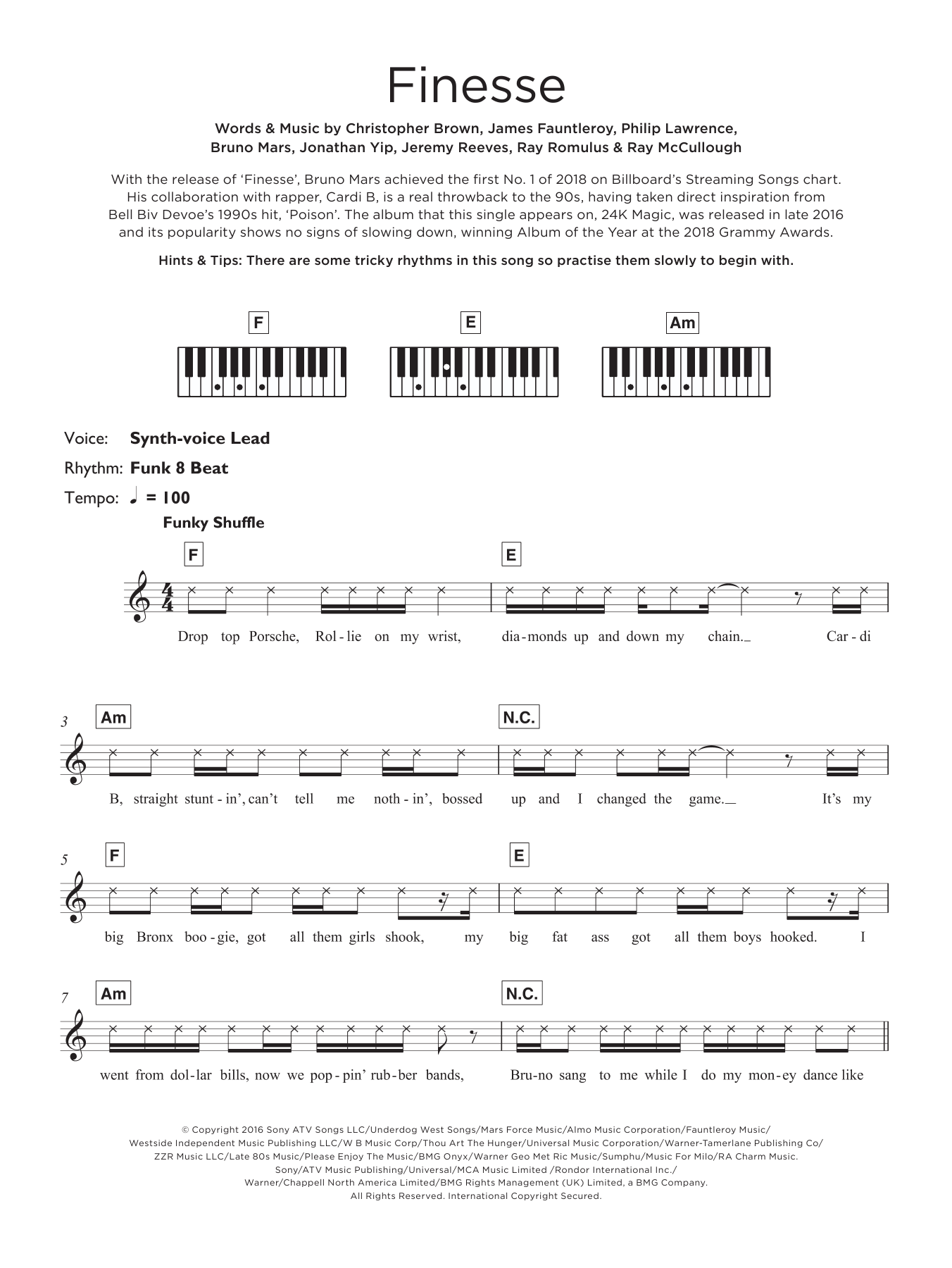 Produktgalerie: Seite 1 von 1 Finesse (featuring Cardi B), Bruno Mars, Keyboard