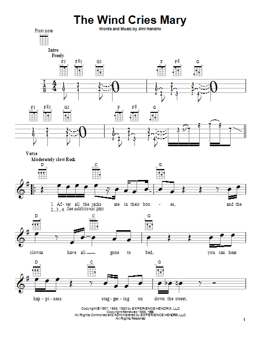 Product gallery: Page 1 of 1 The Wind Cries Mary, Jimi Hendrix