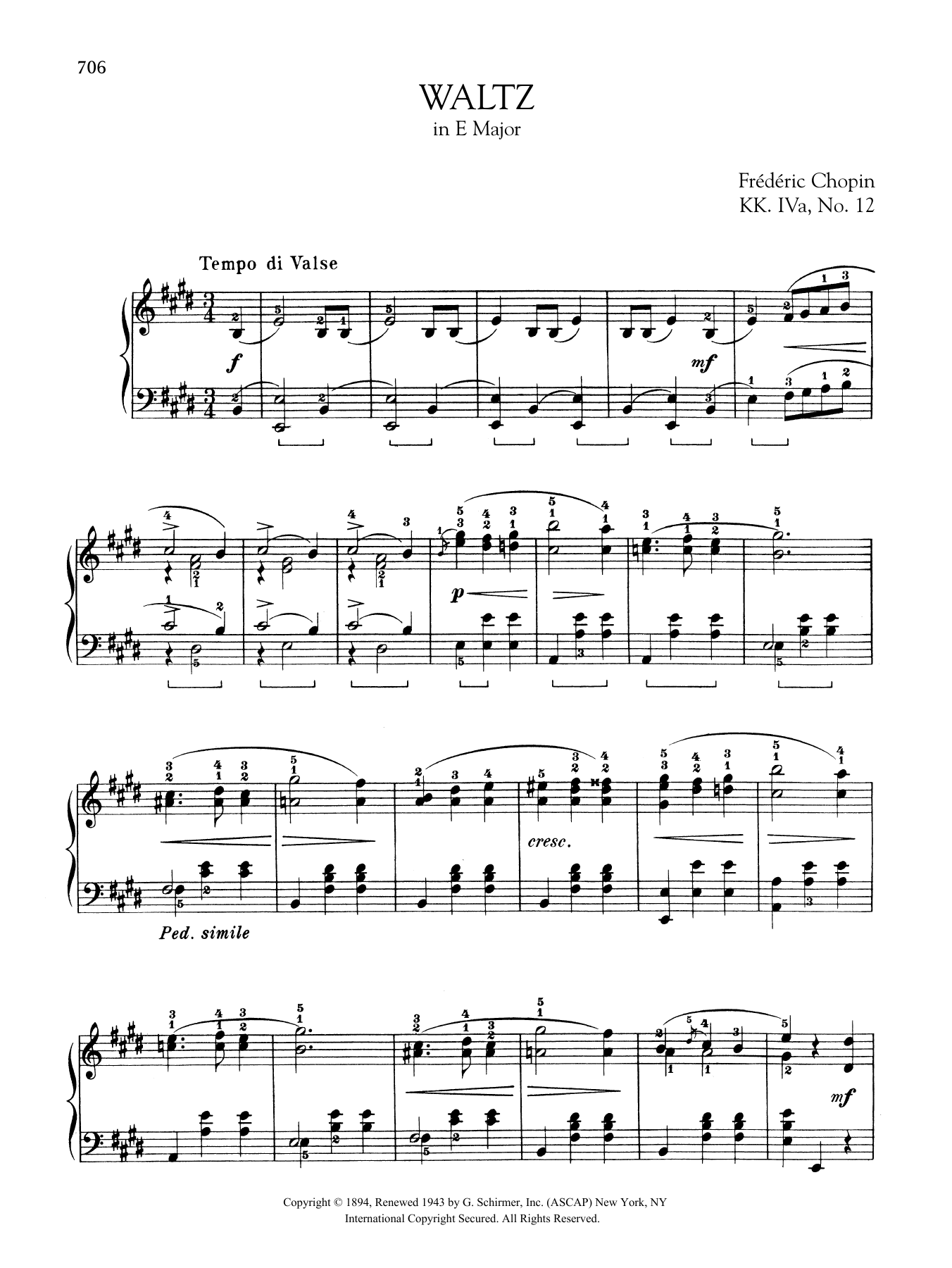 Product gallery: Page 1 of 1 Waltz in E Major, KK. IVa, No. 12, Frédéric Chopin