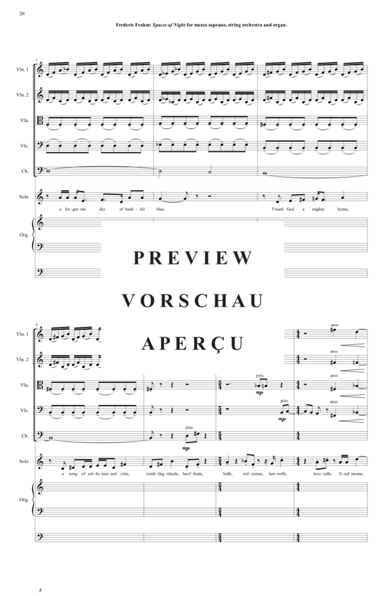 Product gallery: Page 21 of 21 Spaces of Night , , (mezzo soprano, organ + string orchestra)