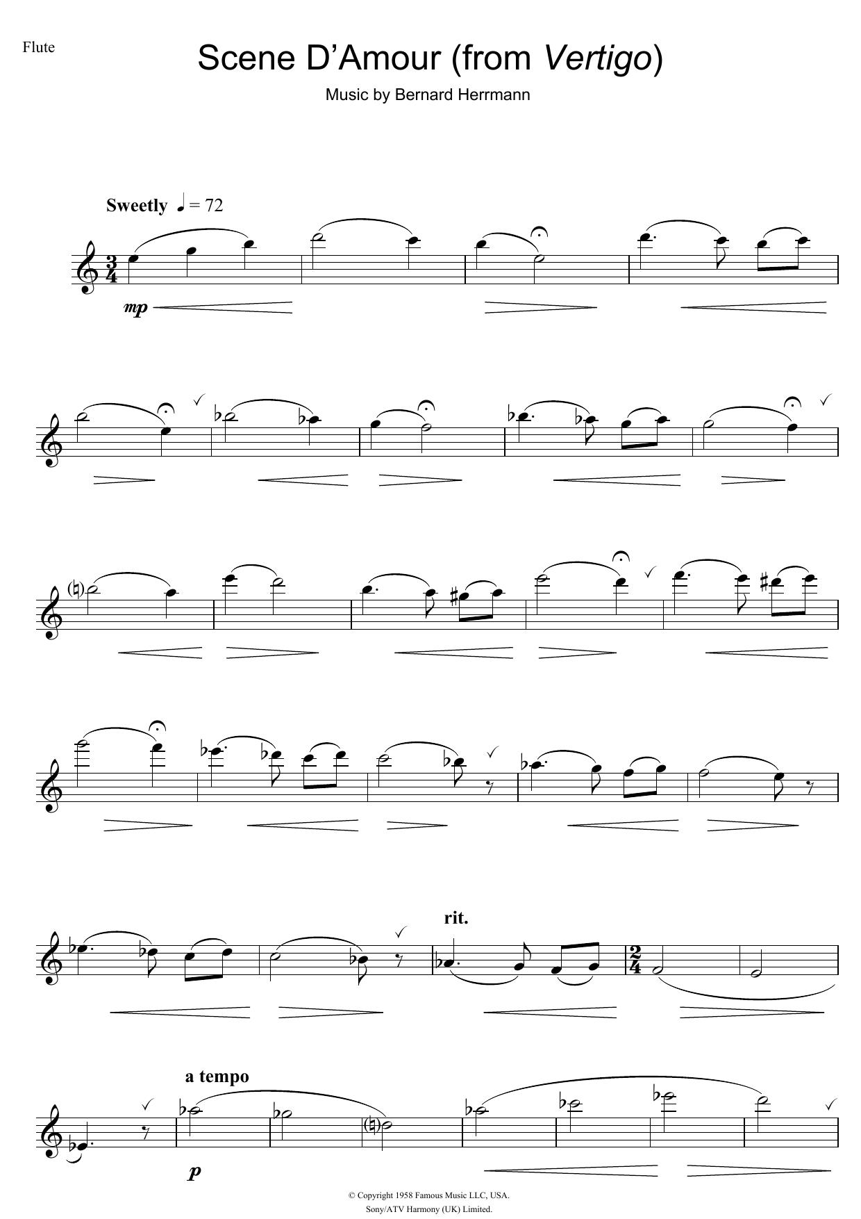 Product gallery: Page 1 of 1 Scene D'Amour (from Vertigo), Bernard Herrmann