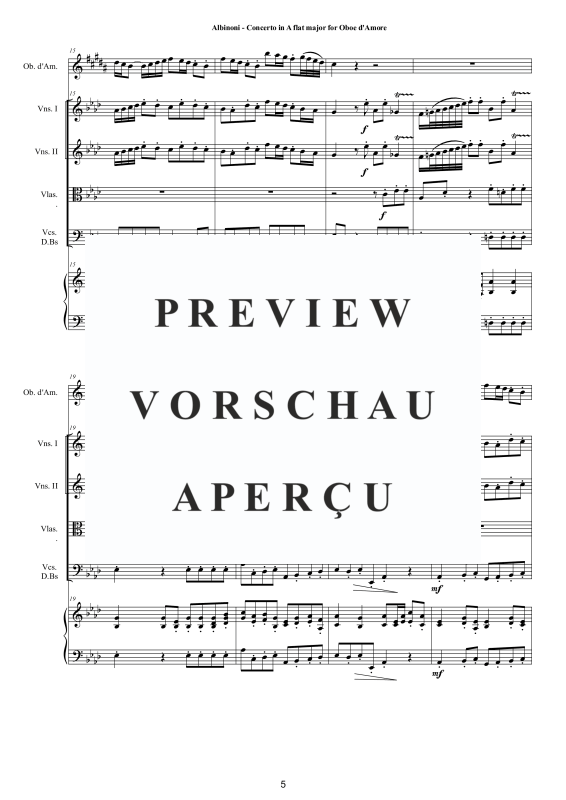 Product gallery: Page 6 of 11 Concerto in Ab-Dur Op.9, , Oboe D'Amore Solo, String Ensemble, and Harpsichord (Bc)