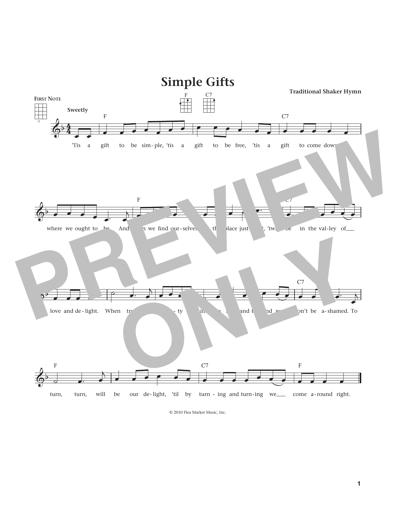 Product gallery: Page 1 of 1 Simple Gifts (from The Daily Ukulele) (arr. Liz and Jim Beloff), Traditional Shaker Hymn
