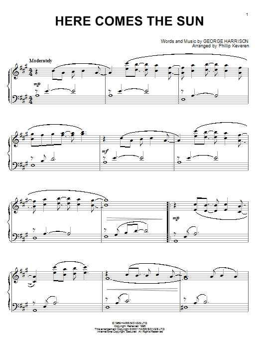 Product gallery: Page 1 of 1 Here Comes The Sun (arr. Phillip Keveren), The Beatles