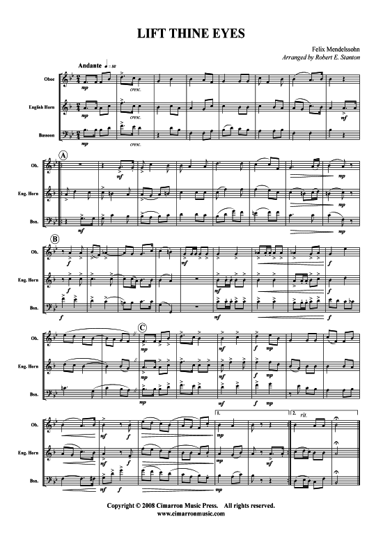 Product picture to: Lift Thine Eyes Felix Mendelssohn Bartholdy