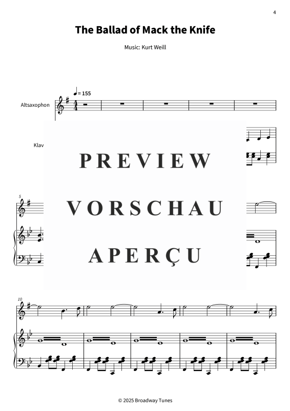 Product gallery: Page 6 of 11 The Ballad of Mack the Knife, , (alto saxophone and piano)