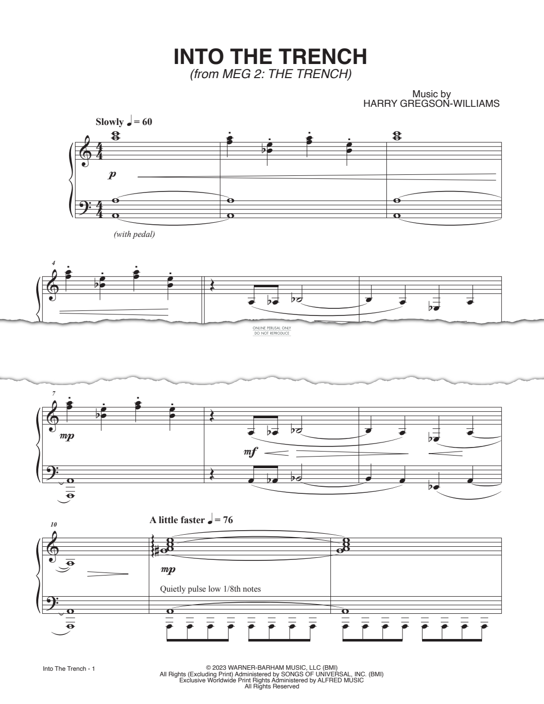 Produktgalerie: Seite 1 von 1 Into The Trench (from 'Meg 2: The Trench'), Harry Gregson-Williams, Klavier