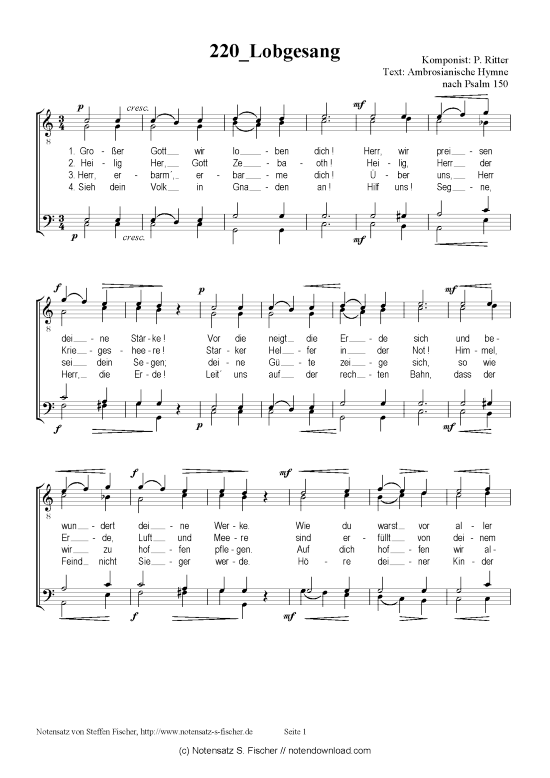 Product picture to: Lobgesang  P. Ritter / Ambrosianische Hymne nach Psalm 150 