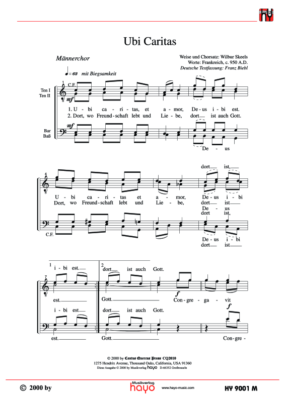 Product gallery: Page 1 of 9 Ubi Caritas, , (male choir)