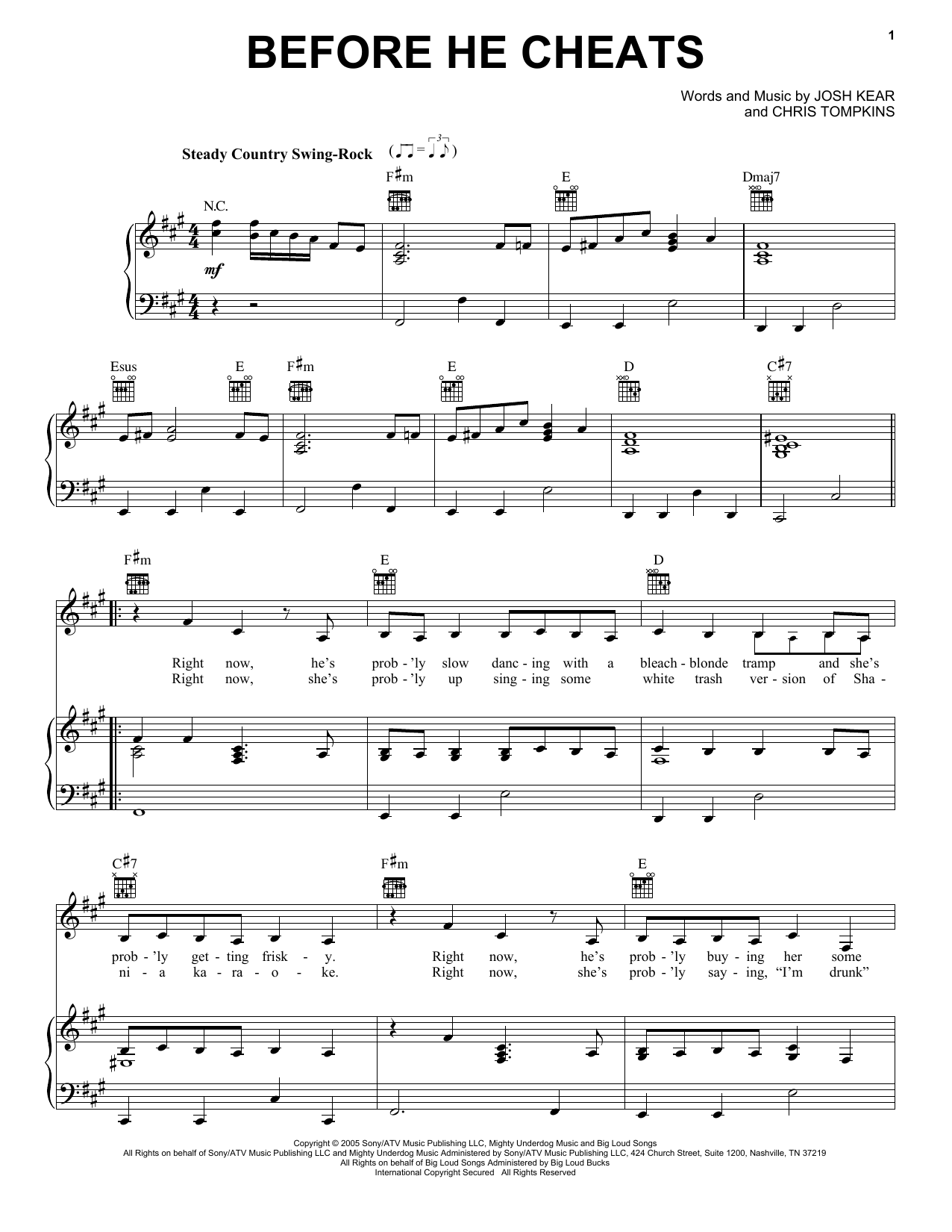 Produktgalerie: Seite 1 von 1 Before He Cheats, Carrie Underwood, Gesang, Gitarre, Klavier