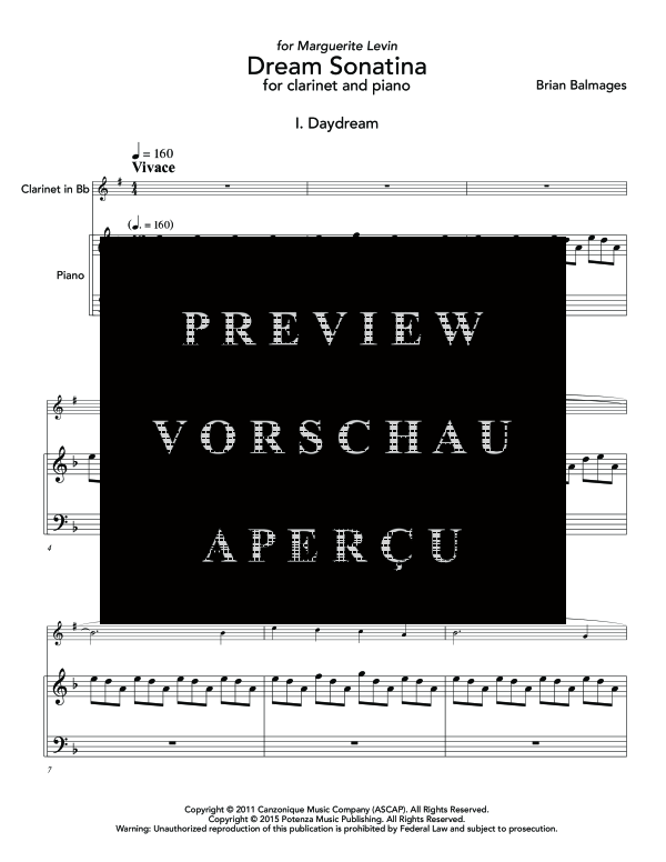 Product gallery: Page 5 of 11 Dream Sonatina, , (clarinet in Bb and piano)