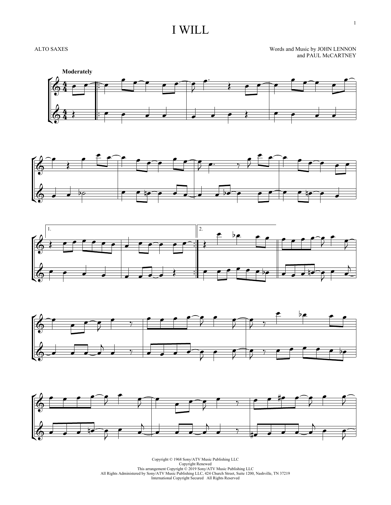 Product gallery: Page 1 of 1 I Will, The Beatles