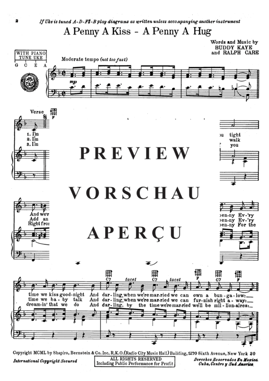 Produktgalerie: Seite 3 von 8 A penny a Kiss, A penny a hug , Shore, Dinah  , Klavier und Gesang