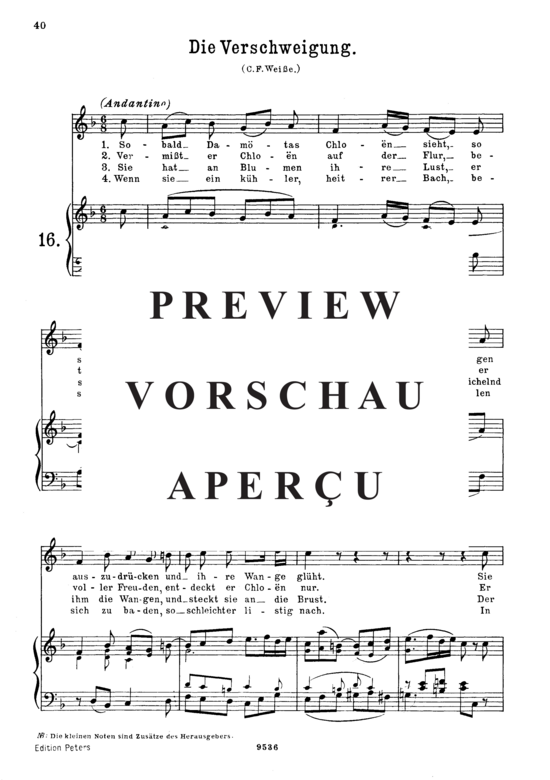Product gallery: Page 2 of 3 Die Verschweigung K. 518, , High Voice and Piano