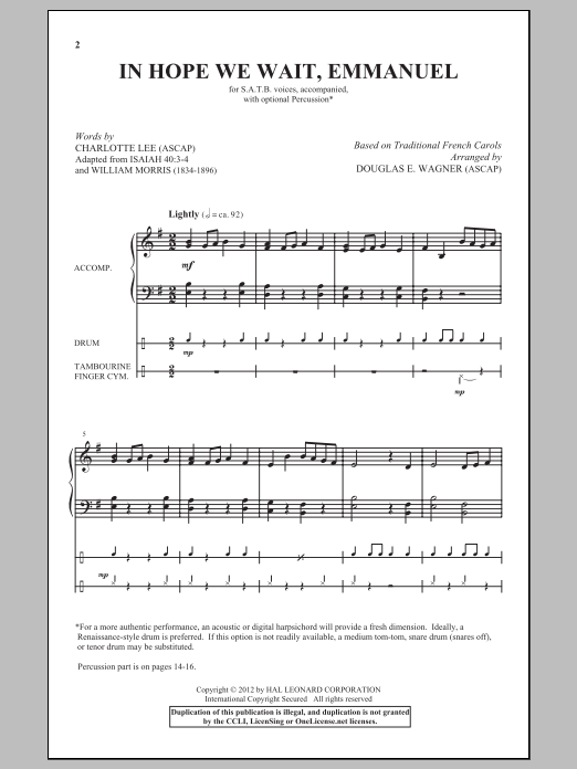 Product gallery: Page 1 of 1 In Hope We Wait, Emmanuel, Douglas E. Wagner