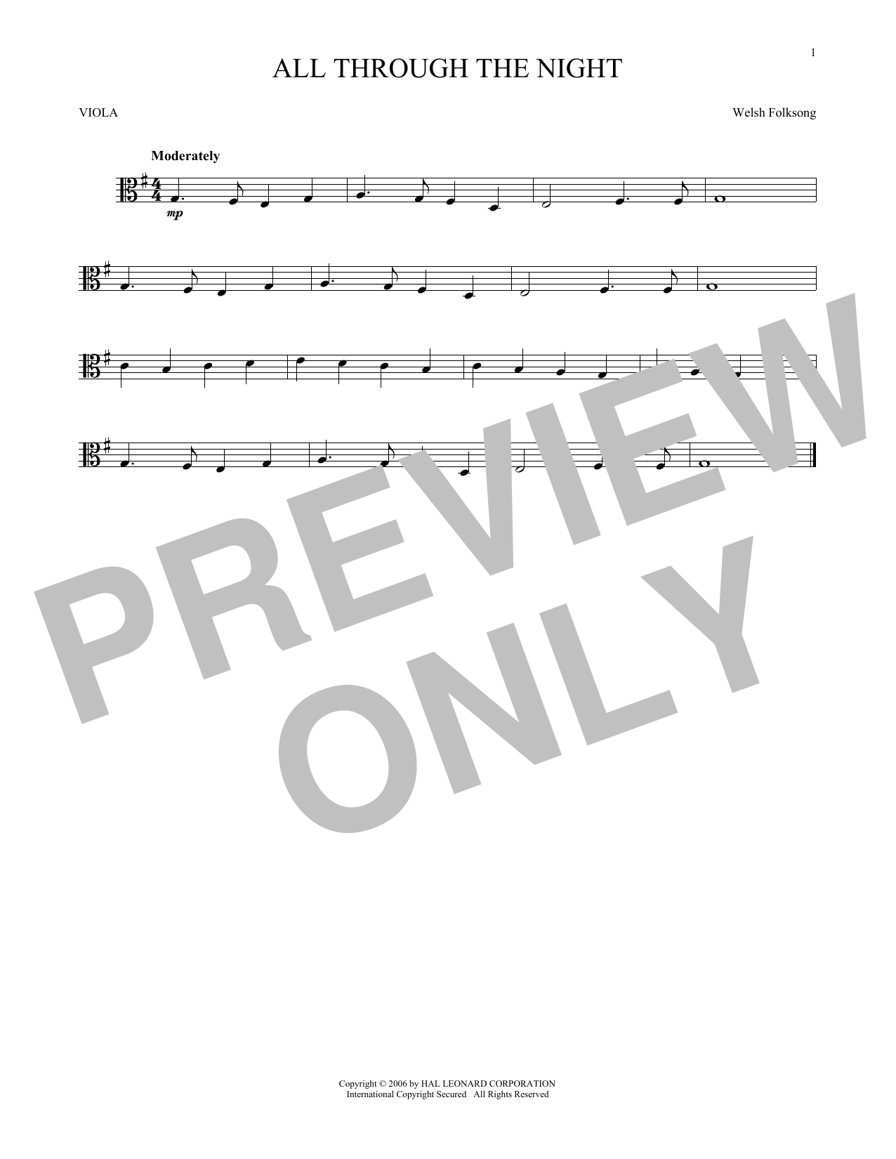 Product gallery: Page 1 of 1 All Through The Night, Welsh Folksong