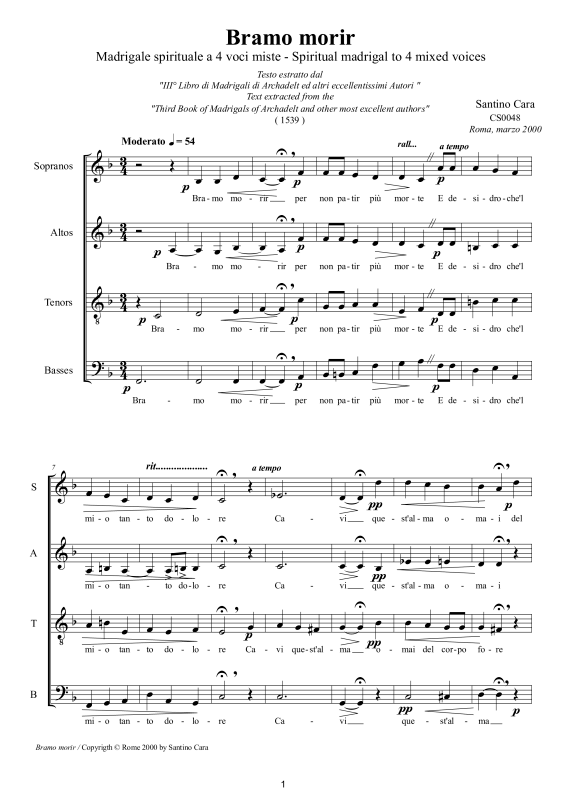 Produktbild zu: Bramo morir - MadrigalSantino Cara