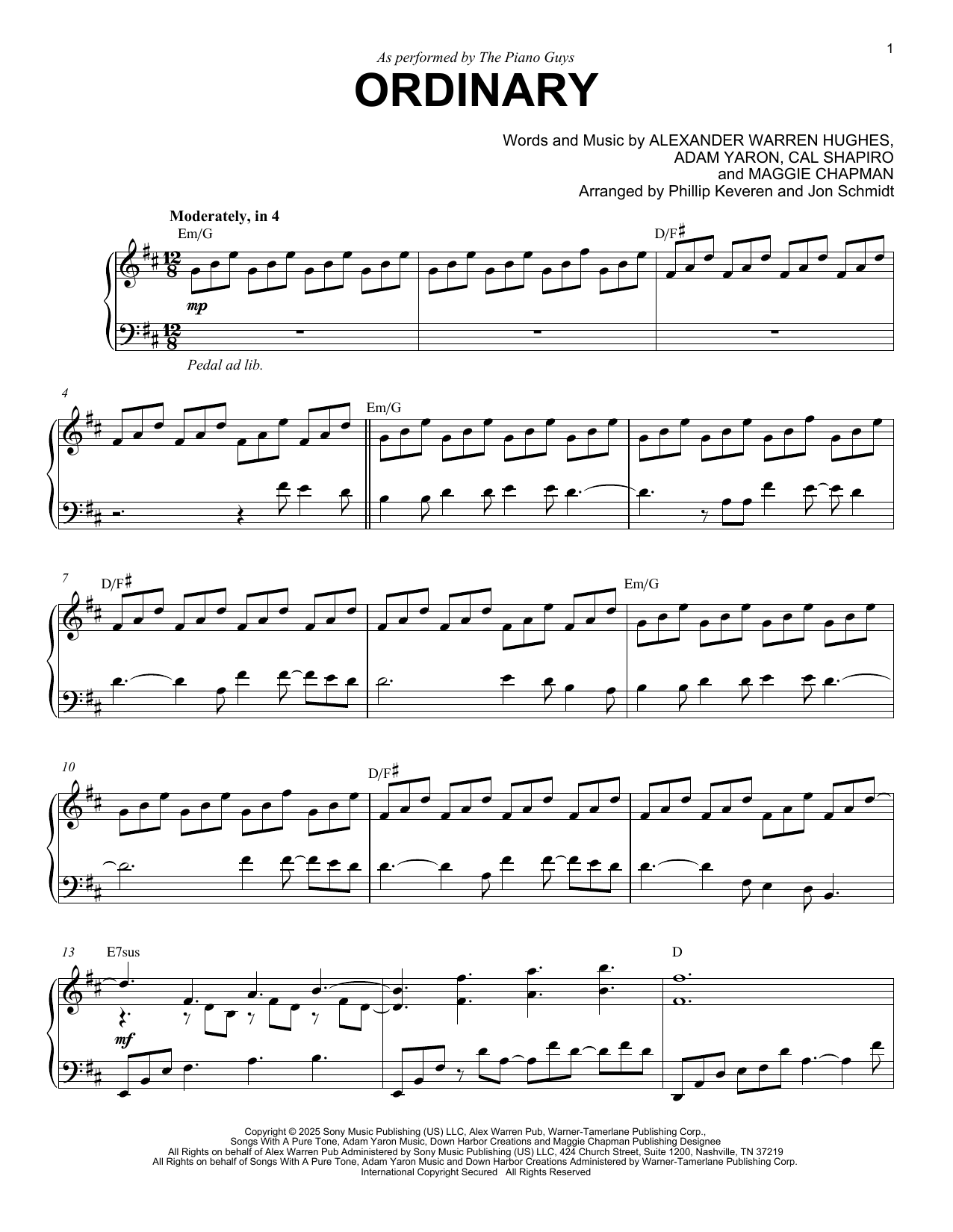 Product gallery: Page 1 of 1 Ordinary, The Piano Guys