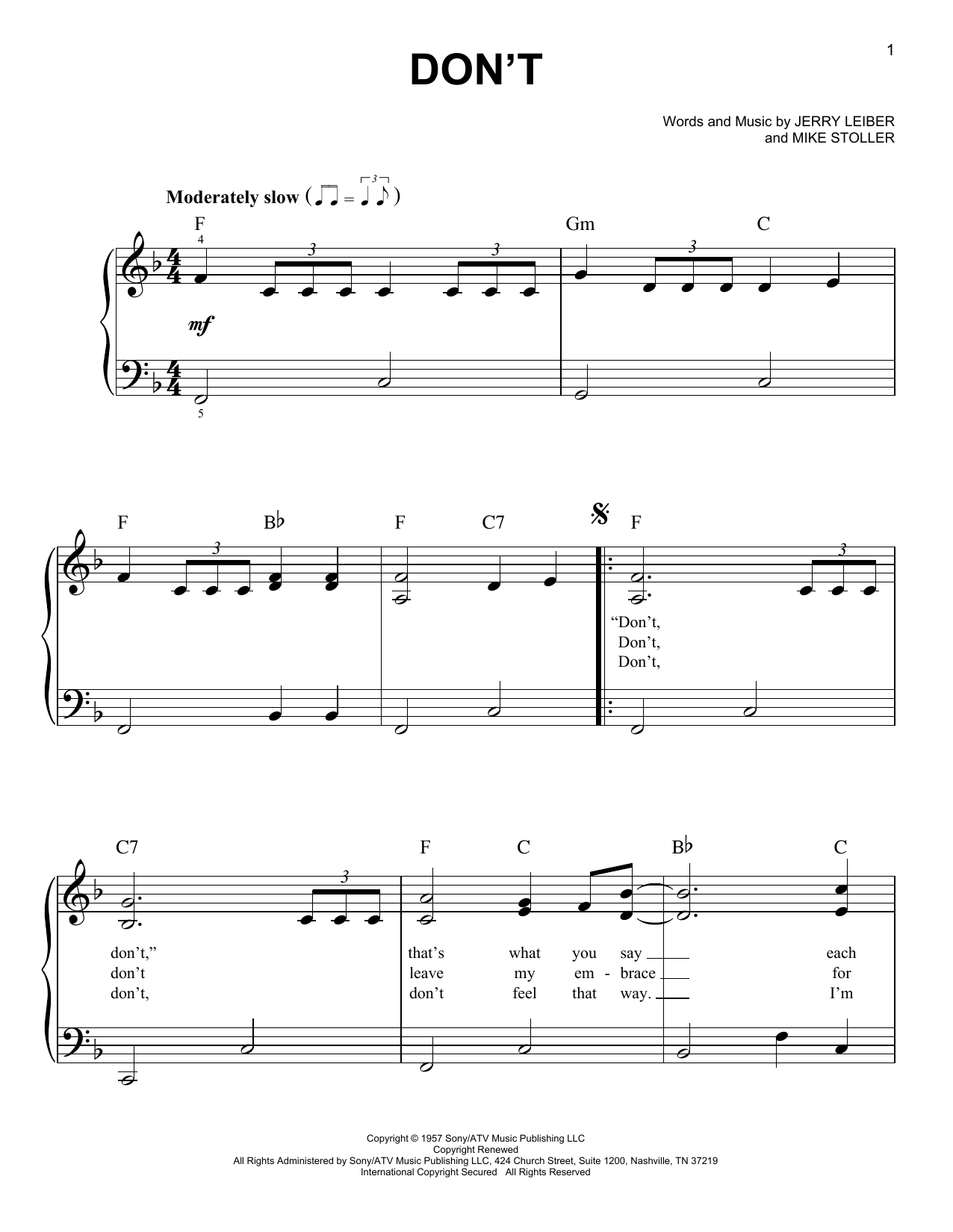 Produktgalerie: Seite 1 von 1 Don't, Elvis Presley, Klavier