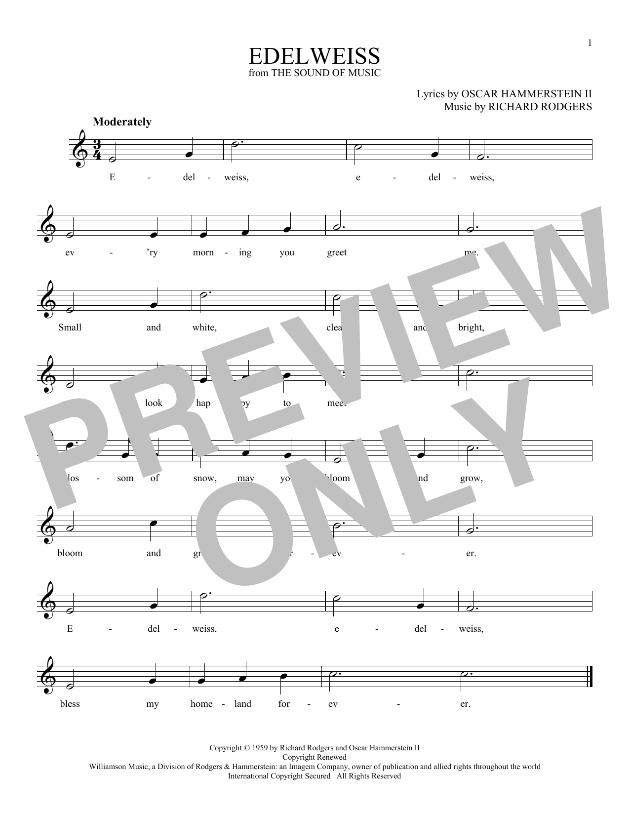 Product gallery: Page 1 of 1 Edelweiss (from The Sound of Music), Rodgers & Hammerstein