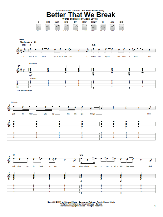 Product gallery: Page 1 of 1 Better That We Break, Maroon 5