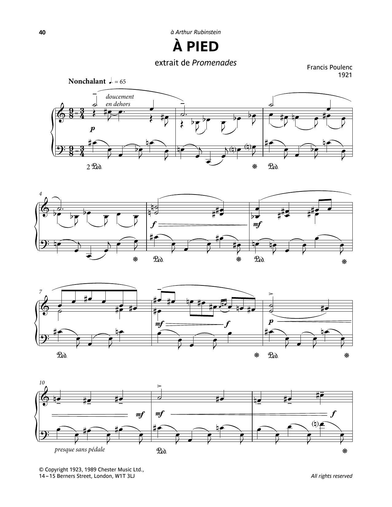 Product gallery: Page 1 of 1 A Pied, Francis Poulenc